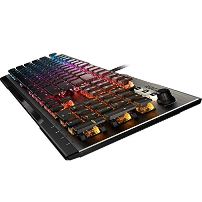 Bild av ROCCAT Vulcan 120 AIMO Mechanical PC Gaming Keyboard Tactile Titan Switch, Full Size with Per Key RGB Lighting, Anodized Aluminum Top Plate and Detachable Palm/Wrist Rest, Gunmetal Gray/Black