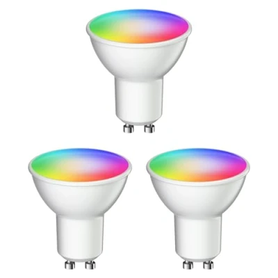 Bild av ledscom.de 3 GU10 LED RGB lampor, PAR16, varmvit kallvit (2900 6200 K), 5,5 W, 473lm, 103, Smart Home, WLAN, Alexa, matt