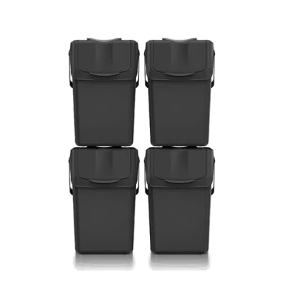 Bild av Keden Set med 4 SORTIBOX papperskorgar för återvinning, 100% återvunnen plast, svart, volym x 25 L