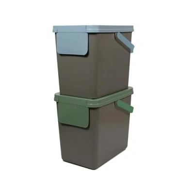 Bild av Snips 090083 separat avfallsuppsamling, 2 x 25 liter, köksoptunna 26 36 43 cm, grå, tillverkad i Italien, plast