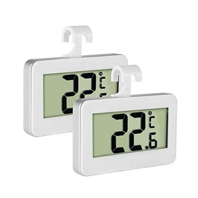 Bild av Kylskåpstermometer, Inrigorous Set med 2 st digital LCD bildskärm, kylskåpstermometer stor skärm, magnetisk, hängande rygg, infällbar krok och stativ pack