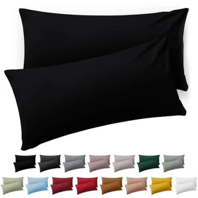Bild av Blumtal Örngott 40x70cm set med 2 Örngott, svart, av mjuk Mikrofiber tvättbart Oeko TEX certifierat för kuddar