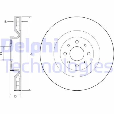 Bild av DELPHI BG4566C Disque de frein 305 28 4 ventilé revêtu non traité sans roulement roue, bague ABS LANCIA: DELTA 3