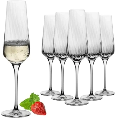 Bild av IMPERIAL champagneglas 200 ml (max 230 ml) &quot;London&quot;, set i 6 delar, räfflade av Crystalline glas, diskmaskinssäker