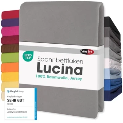 Bild av CelinaTex Lucina topper spännlakan dubbelpack 90 x 200 100 mörkgrå bomull