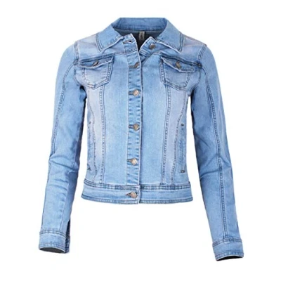 Bild av Fraternel Damjacka jeansjacka denim jacka lång ärm stretch, Ljusblå, XXL