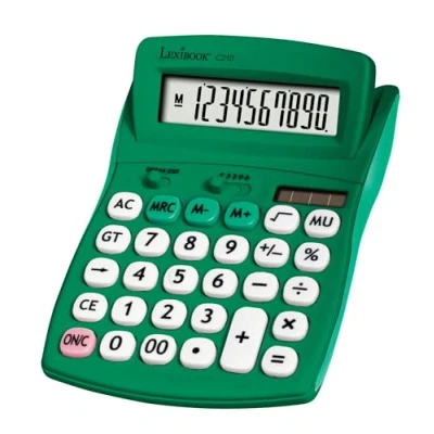 Bild av Lexibook, FRUITIES® Skrivbordsräknare med fällbar display, 10 siffror, Grund och minnesfunktion, Stora tangenter, Solcells batteridriven, Grön, C210B