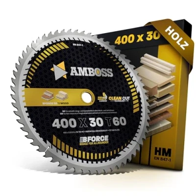Bild av Cirkelsågklinga av hårdmetall 400 x 30 mm, tand 60 växeltand för trä, allround. passar: Mafell AZB, BK3, BSK 4, FKB 150, FS 130, TD, TDH, VKS, TK150, Dewalt 1634/1635, 2155, 6L