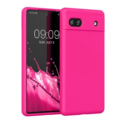 Bild av kwmobile fodral kompatibelt med Google Pixel 6a TPU silikon telefonskydd mjuk finish neonrosa