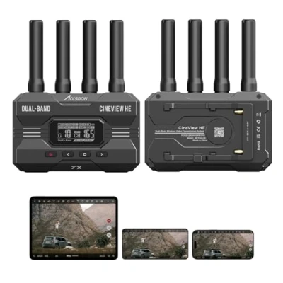 Bild av Accsoon CineView HE trådlöst video och bildöverföringssystem ingång HDMI/UVC utgång dubbel överföring 2, 4 GHz/5 upp till 350 m, iOS Android för Tik Tok YouTube Live streaming (1xR 1xT)