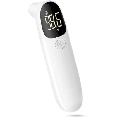 Bild av LEYF R 9 digital termometer febertermometer kontaktlös LCD display med 3 färglägen panntermometer för spädbarn vuxna maskkrok, maskha, vit