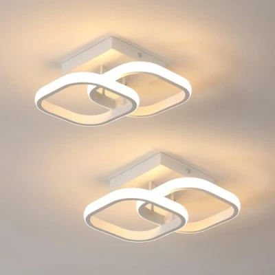 Bild av Comely Set med 2 moderna LED taklampor, 24 W, 700 LM, liten fyrkantig taklampa, inomhusbelysning för sovrum, vardagsrum, gång hall, balkong, varmt ljus, 3 000 K, vit cm