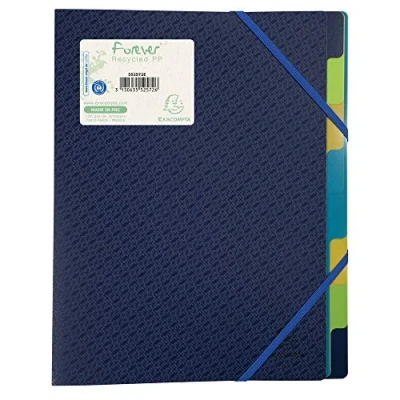 Bild av Exacompta Ref. 552572E 1 sorterare med 3 Forever flappar i återvunnen polypropen elastisk stängning storlek 24 x 32 cm för A4 Blue Angel certifierad färg blå