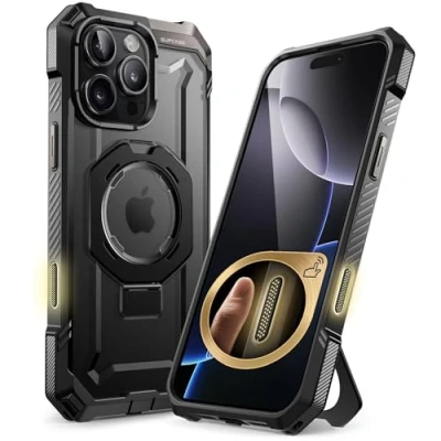 Bild av SUPCASE Fodral för iPhone 16 Pro 6.3&#039;&#039; 2024 med Stativ (Unicorn Beetle Grip), [MagSafe Kompatibel] [Fallbeständigt Militärkvalitet] Robust och Hållbart Magnet (Svart)