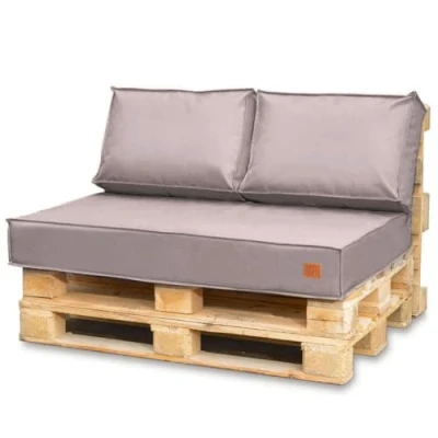 Bild av Bielik Pallkudde 120 x 80 set för pallmöbler Vattentät stolskudde Euro pallsoffa komplett består av 3 delar i färg: (Sits cm + 2 kudde 60 40 cm, ljusbeige)