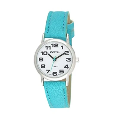 Bild av Ravel Unisex lättläst klocka med stora siffror analog kvarts R0105, Klarblå, Womens 27mm case, Höjd: ca