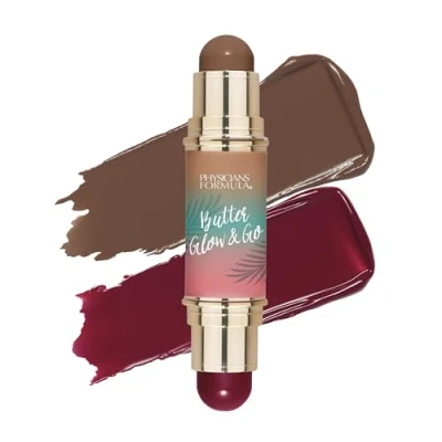 Bild av Physicians Formula Butter Glow &amp; Go, Dubbeländad Multiuse Makeup Stick för Kinder, Ögon och Läppar, Kompatibla Nyanser Bronzer, Konturer Rouge, Beach Bum Plum