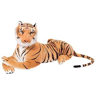 Bild av BRUBAKER XXL tiger gosig leksak brun 110 cm (43,3 tum) liggande mjuk plysch