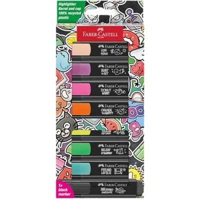 Bild av Faber Castell 254692 överstrykningspenna set graffiti, 8 indikatorer med hållbar kilspets, linjebredd 15 mm, påfyllningsbar
