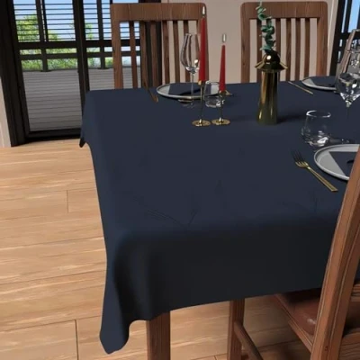Bild av Nappe rectangle anti tâches 150x300 cm LUXURY bleu nuit, par Soleil d&#039;Ocre