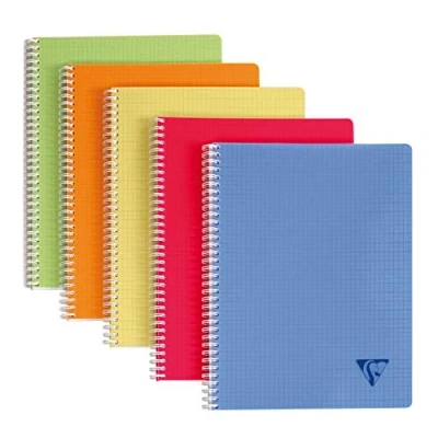 Bild av Clairefontaine Linjefärg 328126C spiralbok (DIN A4, 21 x 29,7 cm, rutig, 90 ark) 1 styck blandade färger