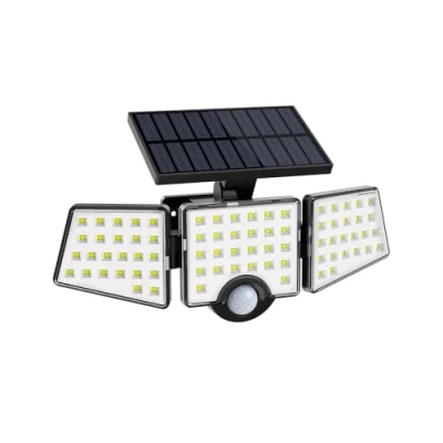 Bild av LED Solsäkerhetslampor, 1 000 lm strålkastare, solcellsdriven, rörelsesensor med 360 justerbara 3 huvuden, IP65 vattentät, bred belysningsvinkel för utomhus, gård, garage, gångväg