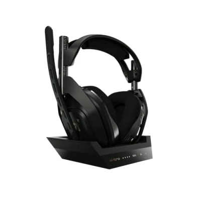 Bild av ASTRO Gaming A50 trådlöst gamingheadset + laddningsbasstation, Gen 4, Dolby ATMOS, spel/röstbalanskontroll, 2,4 GHz trådlöst, 9 m räckvidd för Xbox Series X S, One, PC, Mac svart/guld