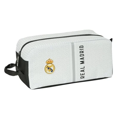 Bild av Safta Real Madrid 1:a UTRUSTNING 24/25 Medium, multifunktionell, resväska, sport, skolväska, fotboll, bekväm och mångsidig, 34 x 18 15 cm, Vit/grå, Estándar, tillfällig
