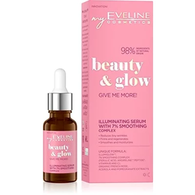Bild av Eveline Cosmetics Beauty &amp; Glow Illuminerande serum med naturlig botoxeffekt vegansk, återfuktande och utjämnande ansiktsserum ferulasyra argirelin 30 ml