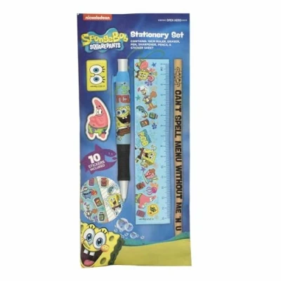 Bild av SpongeBob SquarePants skrivset, 6 delat skrivset med penna, suddgummi, linjal &amp; Co, perfekt presentidé för alla fans