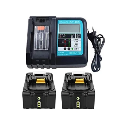 Bild av 2X 18V 5.0Ah Batteri och Laddare 3A för Makita BL1850 BL1830 BL1840 BL1860 18 Volt LXT Werkzeugakku DC18RA DC18RC