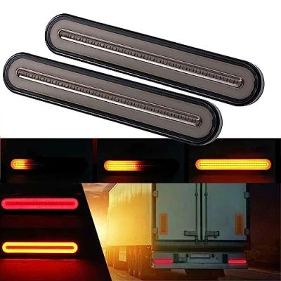Bild av GSRECY Gul och röd 100 LED dynamisk stopp flödande blinkerbroms bakljus släpvagn lastbil skåpbil (paket med 2)
