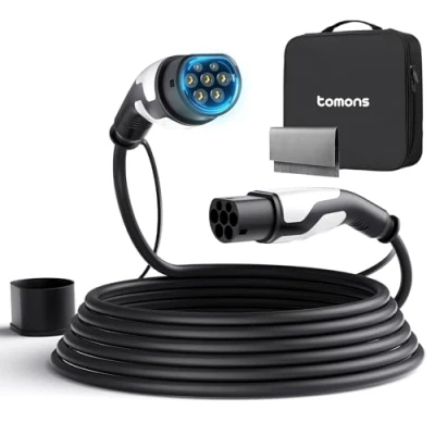 Bild av tomons typ 2 laddkabel, 11 kW, 5 m, 16 A, 3 fas, elbil för EV/PHEV, till EV med bärväska och mikrofiberduk modell S/3/X/Y, ID.3, ID.4