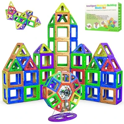 Bild av Desire Deluxe Magnetiska byggstenar Gåva 94PC Magnetik för barn Konstruktionsblock Spel pojkar och flickor Kreativitet Pedagogiska barnleksaker ålder 3 4 5 6 7 år