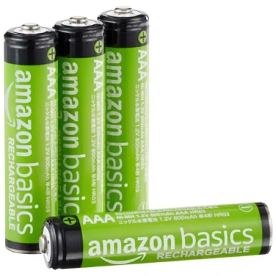 Bild av Amazon Basics Uppladdningsbara AAA batterier, NiMh, förladdade, 4 pack (utseendet kan variera)
