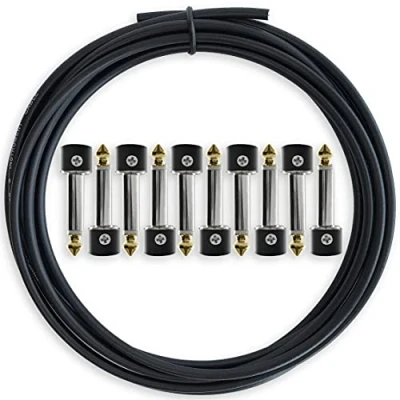 Bild av Det lödlösa pedalbrädet kabelsatsen 10 Pack of Gold Tip Connectors with 3m Cable Svart