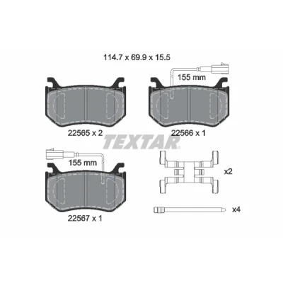 Bild av TEXTAR 2256501 Jeu de plaquettes frein contact signal d&#039;usure inclus avec accessoires ALFA ROMEO: Stelvio, Giulia Berline