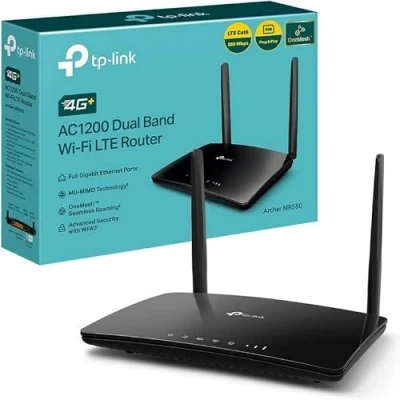 Bild av TP Link Archer MR550 router 4G+Cat6 300 Mbps, Wi Fi AC1200 dubbelband, med SIM, microSIM, Gigabit LAN/WAN port, MU MIMO, utan konfiguration, OneMesh teknik