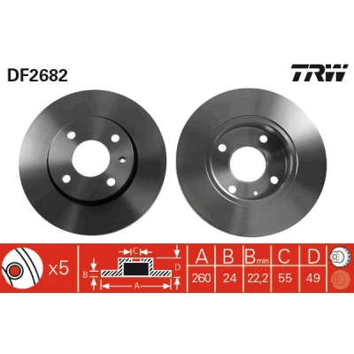 Bild av TRW DF2682 Disque de frein 260 24,2 4 108 ventilé peint FORD: ESCORT 6, 5, 5 Cabriolet