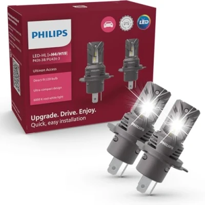 Bild av Philips Ultinon Access LED lampa för bilstrålkastare (H4), ultrakompakt direktmontering, +80 %, 6000 K, 2 pack