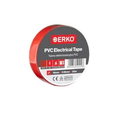 Bild av ERKO PVC isoleringstejp röd 19 mm x 20 m elektriska kablar reparation, mycket flexibel med stark självhäftande kraft, kemibeständig, polyvinylklorid