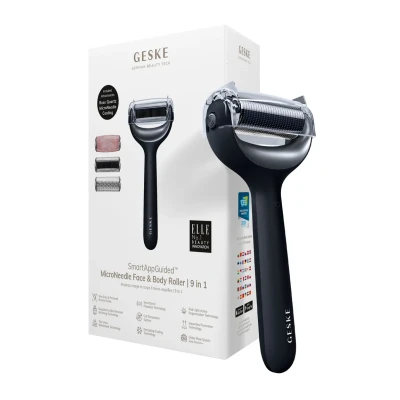 Bild av Geske Microneedle FACE BODY Roller 9 IN 1 Electronic Tools SMARTAPPGUIDED Ansiktsvård tillbehör, Storlek: One Size, Black