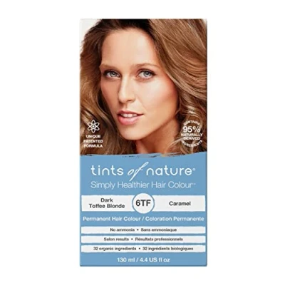 Bild av Tints of Nature 6TF mörk toffee blond permanent hårfärg, toffeeblond vårdar håret och täcker grått, ammoniakfri, 130 ml