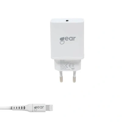 Bild av GEAR Charger 220V 1xUSB C PD 20W Cable Lightning for USB MFI C94