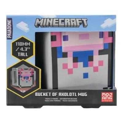Bild av Paladone Bucket of Axolotl mugg officiellt licensierade Minecraft varor, keramisk kaffekopp, present till spelare, samlarobjekt ny 400 ml