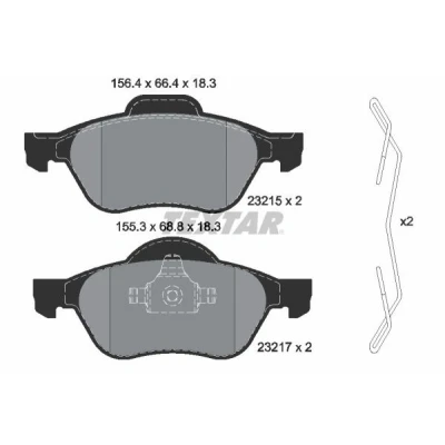 Bild av TEXTAR 2321502 Jeu de plaquettes frein non préparé pour indicateur d&#039;usure avec accessoires RENAULT: LAGUNA 3, TWINGO 2, 2
