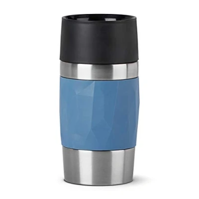 Bild av Emsa N21602 Travel Mug Compact termo /isoleringsmugg i rostfritt stål 0,3 liter 3 h varm 6 kall BPA fri 100% tät läckagesäker diskmaskinssäker 360 dricköppning blå
