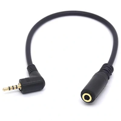Bild av Tomost vinklad 2,5 mm hane till 3,5 hona ljudkabel hörlursadapter, 4 polig stereo hörlurar headset omvandlare