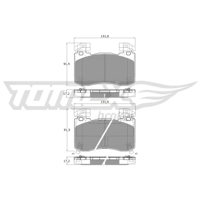 Bild av TOMEX brakes TX 60 13 Jeu de plaquettes frein Essieu avant contact signal d&#039;usure inclus avec masses d&#039;équilibrage KIA: Stinger 3/5 portes