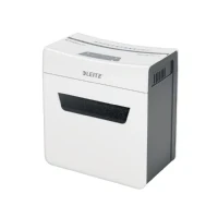 Bild av Leitz IQ 6X Premium P4 Cross Cut Dokumentförstörare för Hem eller Kontor, Tyst och Kompakt, Strimlar 7 6 Ark (70 80 g/m²), 10 liters Behållare, Vit, 80900000